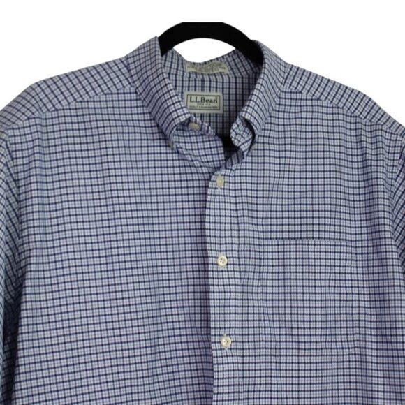 L.L Bean Men’s Button Down Blue Plaid Short Sleeve Shirt - Picture 3 of 7
